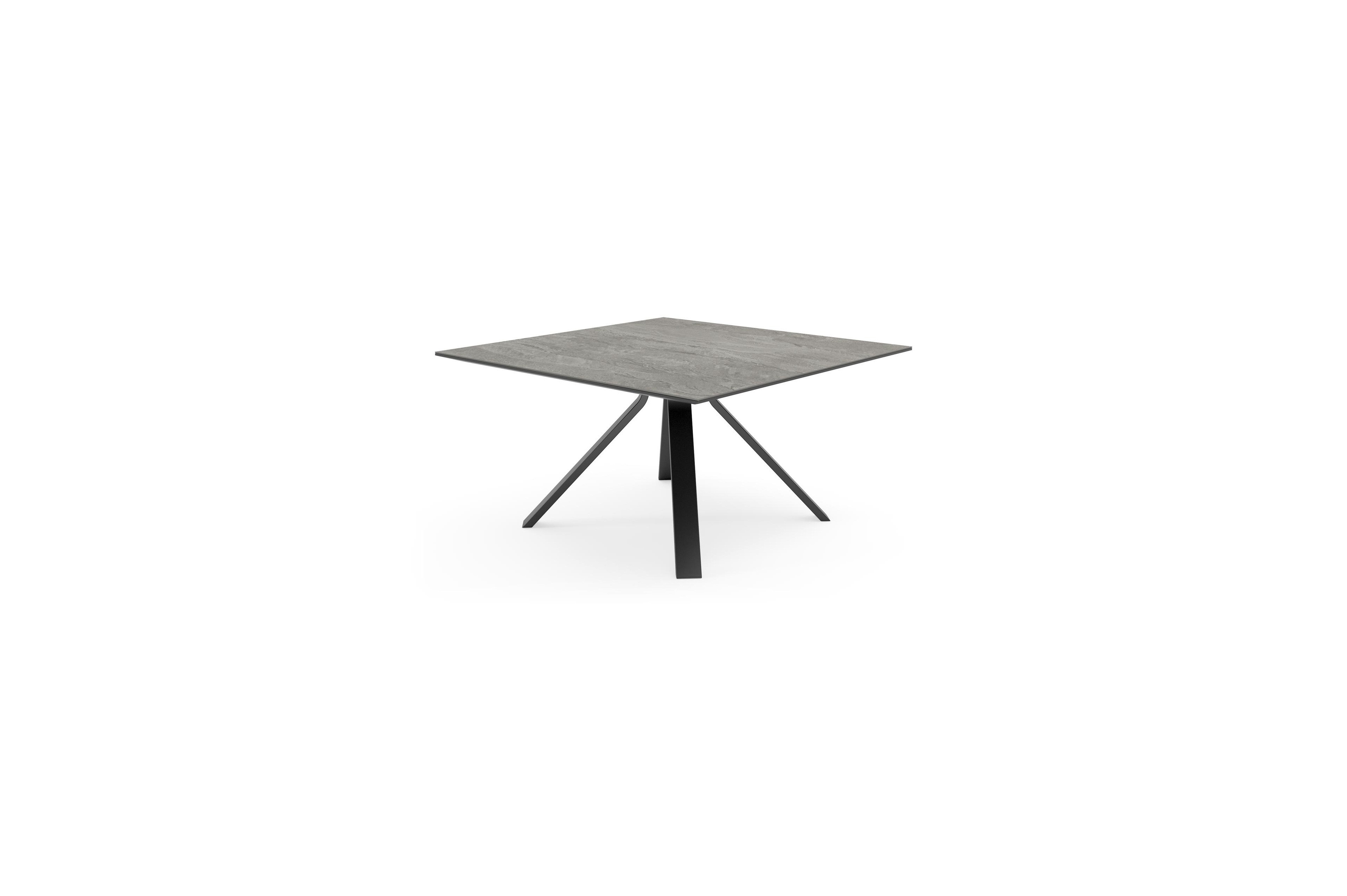 Cesano tuintafel in zwart aluminium en volkeramiek aspen grey - L 148 x B 148 x H 74,5 cm