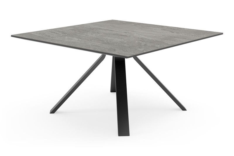 Cesano tuintafel in zwart aluminium en volkeramiek aspen grey - L 148 x B 148 x H 74,5 cm