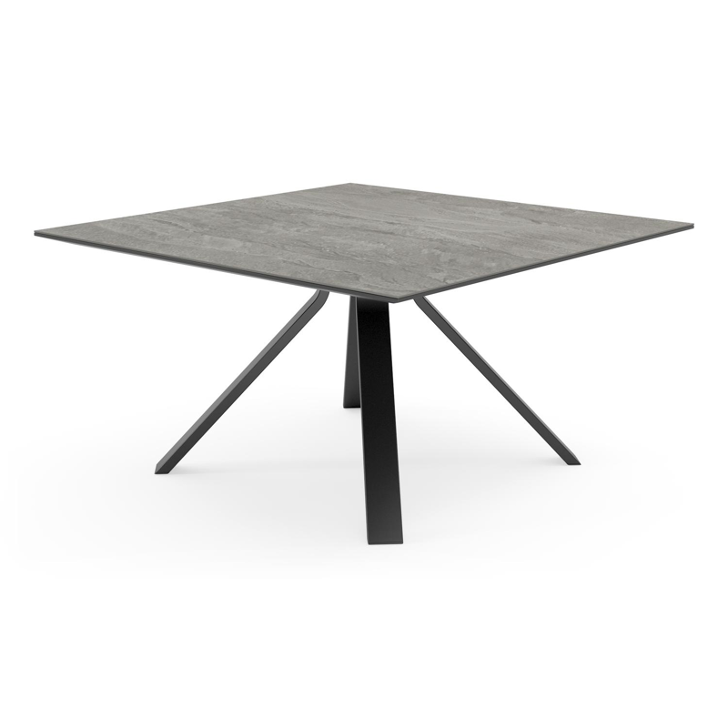 Cesano tuintafel in zwart aluminium en volkeramiek aspen grey - L 148 x B 148 x H 74,5 cm