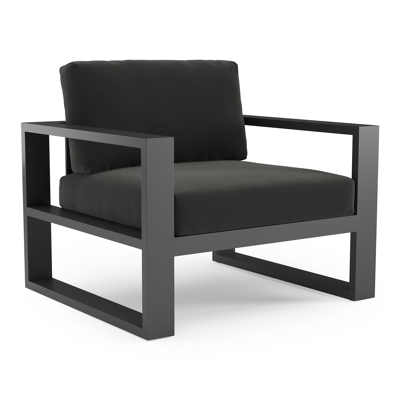 Fauteuil de jardin Verato en aluminium noir et coussins en all weather sunbrella® luxe natte sooty