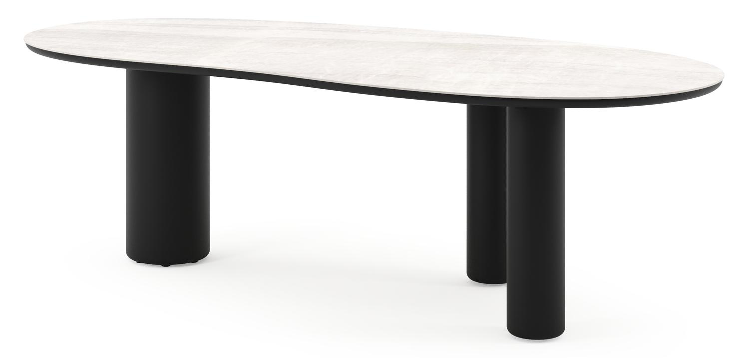 Amico tuintafel organisch in zwart aluminium en volkeramiek Taj Mahal - L 240 x B 110 x H 73.5 cm