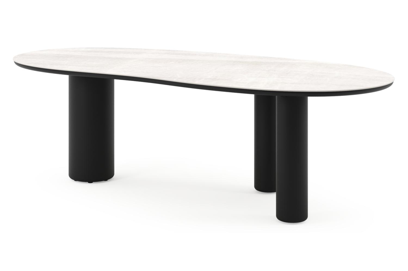 Amico tuintafel organisch in zwart aluminium en volkeramiek Taj Mahal - L 240 x B 110 x H 73.5 cm