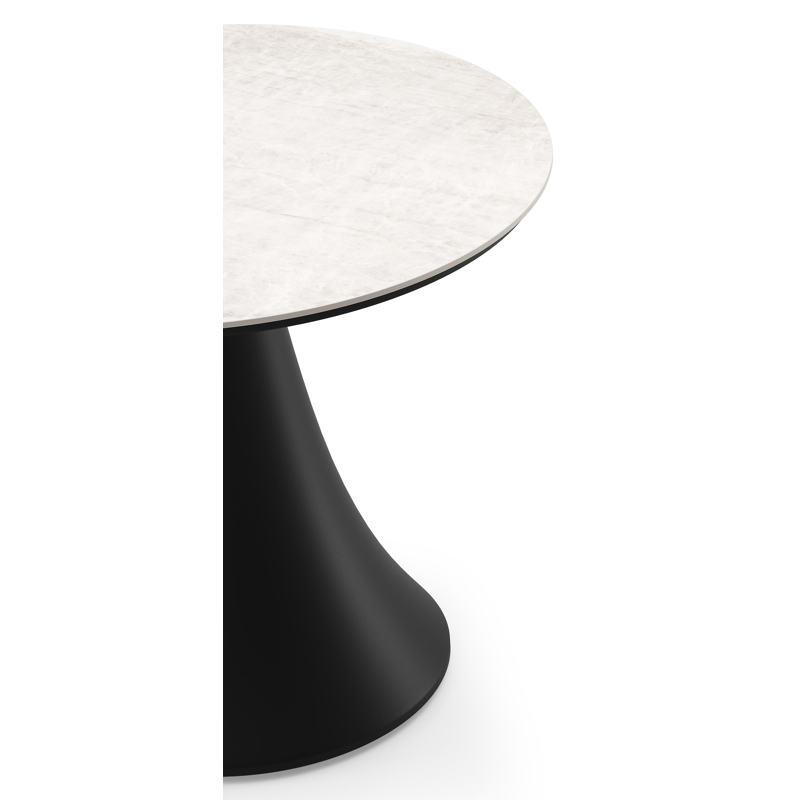 Fano low dining loungetafel rond in zwart aluminium en volkeramiek Taj Mahal - Dia. 65 x H 55 cm