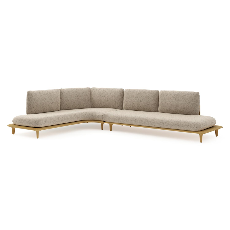 Bomero loungehoek in teak met bora jungle all weather cosytica kussen