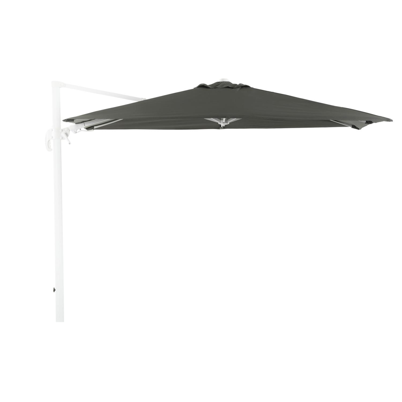 Avola zweefparasol met tiltfunctie in wit aluminium met grijs weather+ softtouch parasoldoek - L1 200 x L2 300 cm (zonder voet)