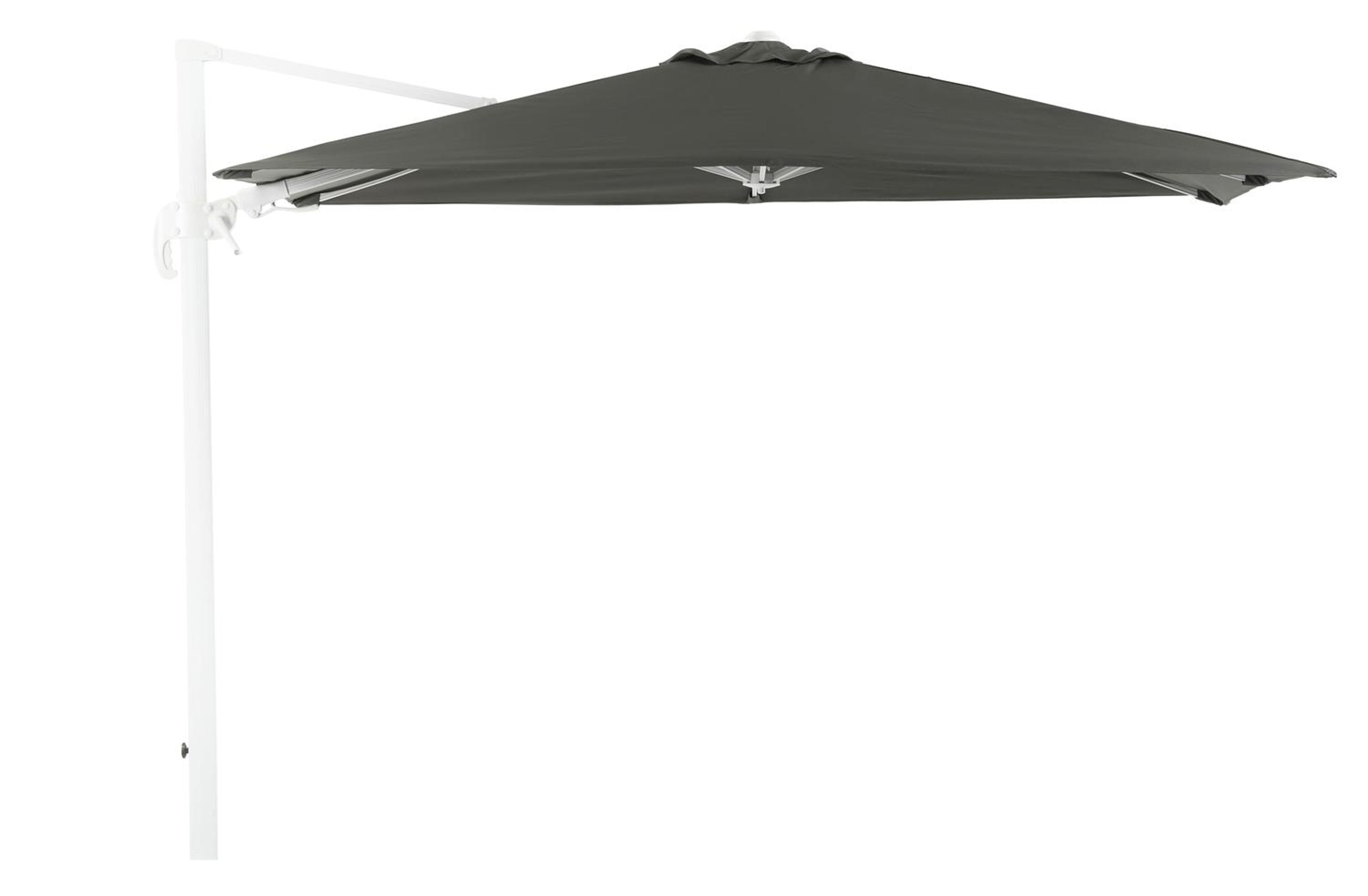 Parasol pendant Avola avec fonction tilt en aluminium blanc avec toile de parasol en weather+ softtouch gris - Larg1 200 x Larg2 300 cm (sans pied de parasol)