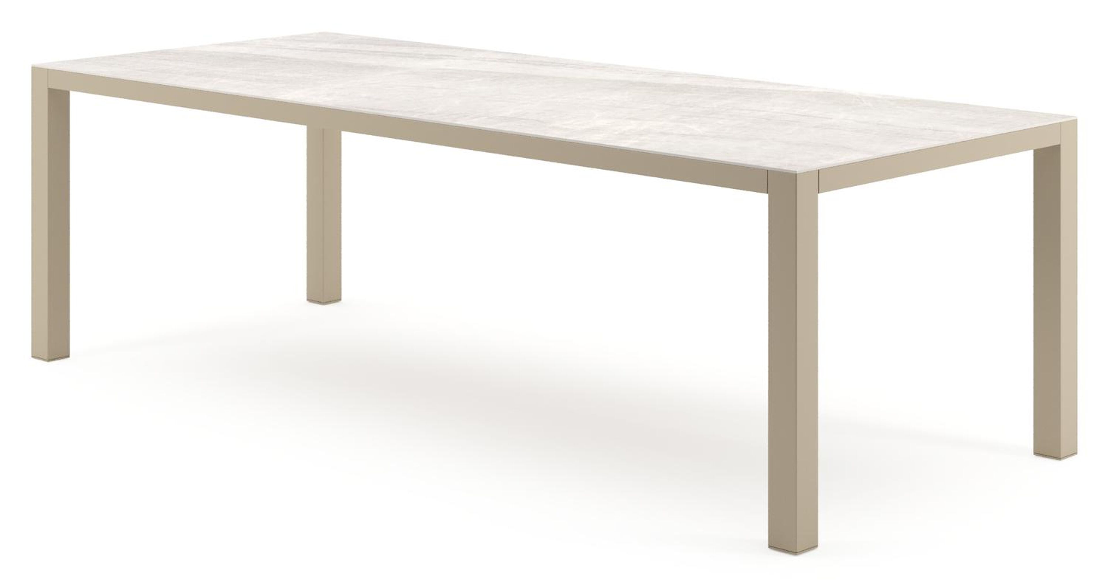 Como tuintafel rechthoekig in beige aluminium en volkeramiek Taj Mahal - L 240 x B 100 x H 73 cm