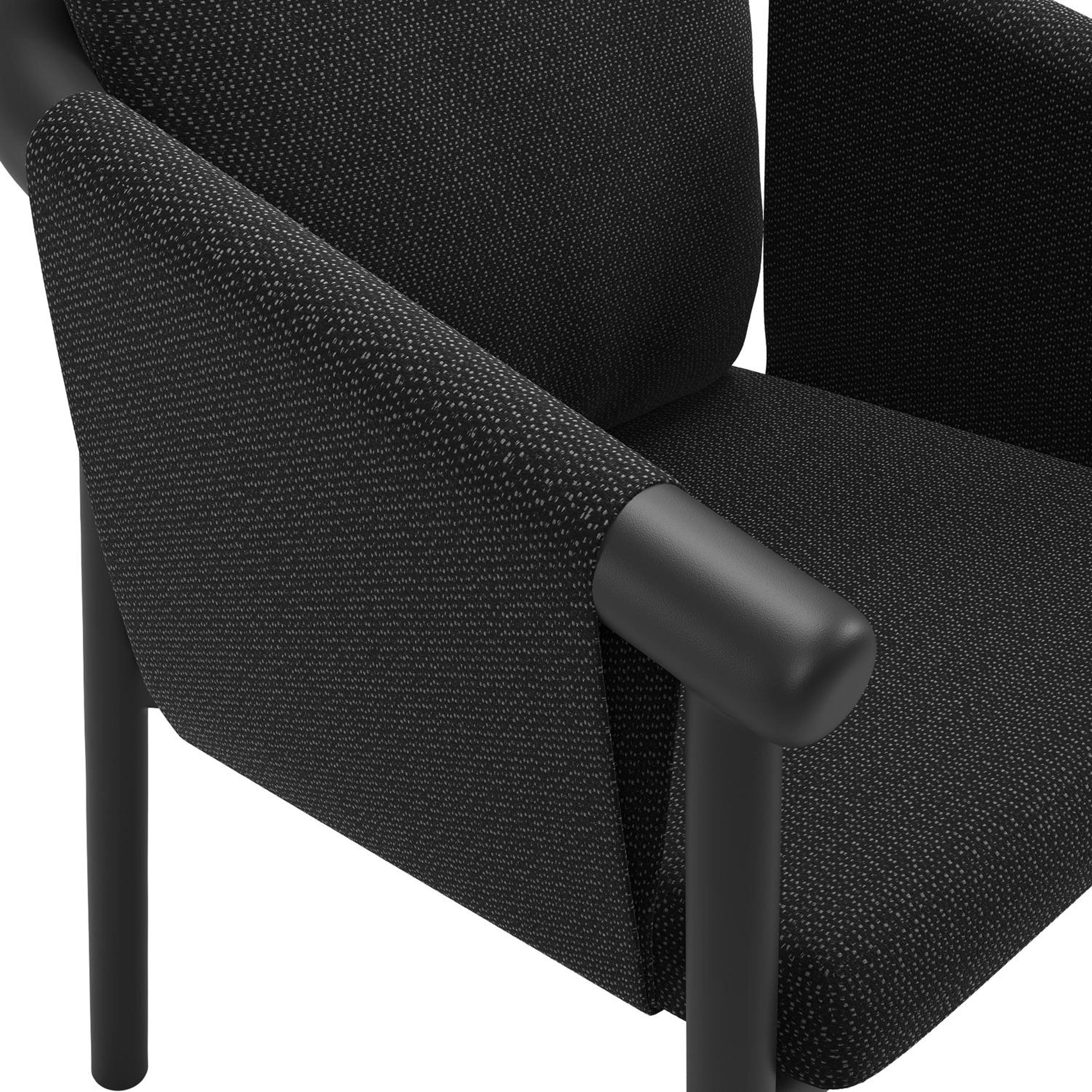 Amico stapelbare tuinstoel in zwart aluminium met stoelkussen in All Weather Sunbrella® Luxe Lopi Baribal