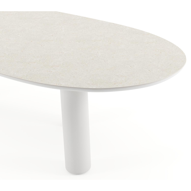 Amico tuintafel organisch in wit aluminium en volkeramiek Shilin - L 280 x B 120 x H 73.5 cm