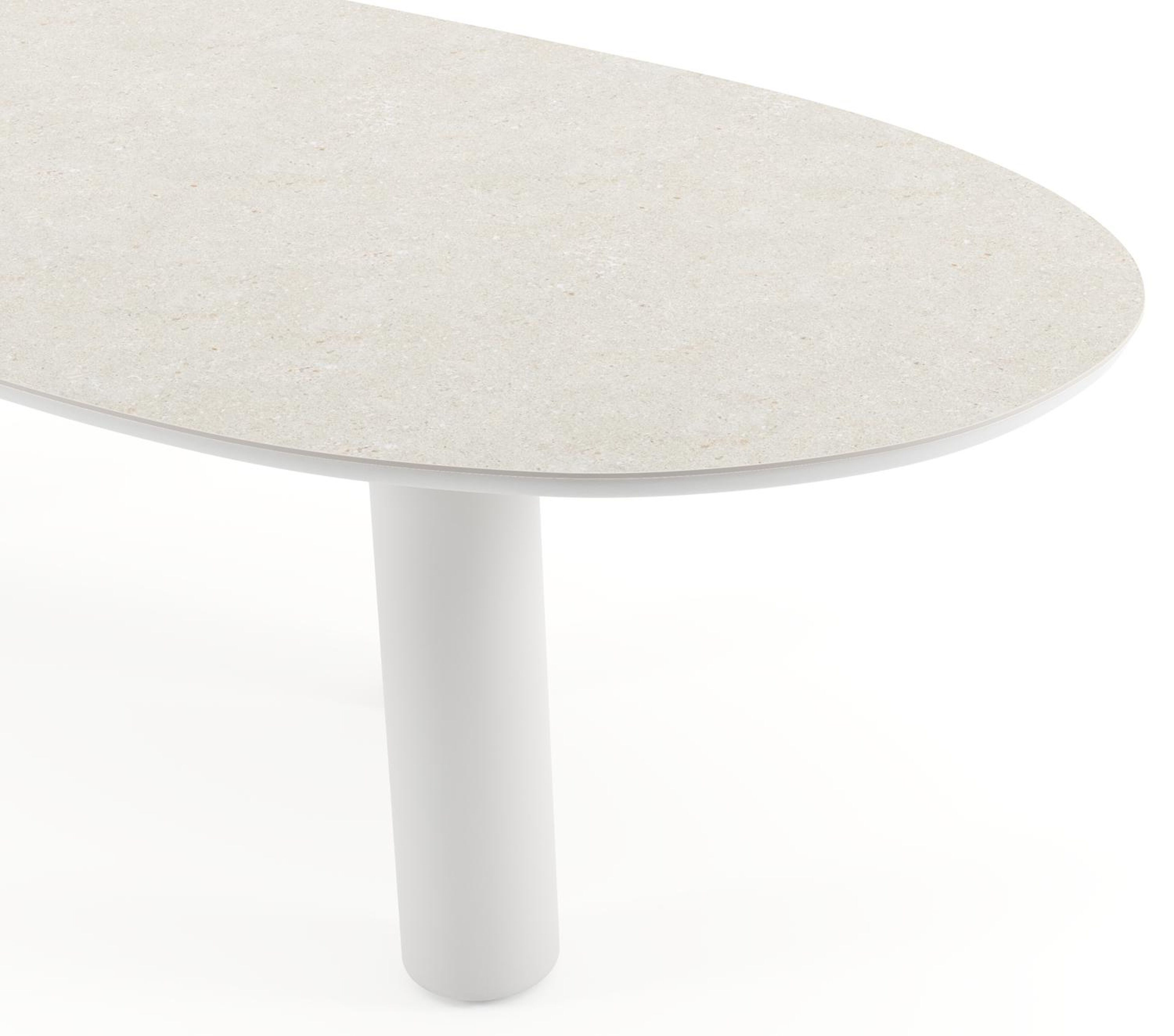 Table de jardin Amico organique en aluminium blanc et céramique pleine Shilin - Lg. 280 x Lrg. 120 x Haut. 74 cm