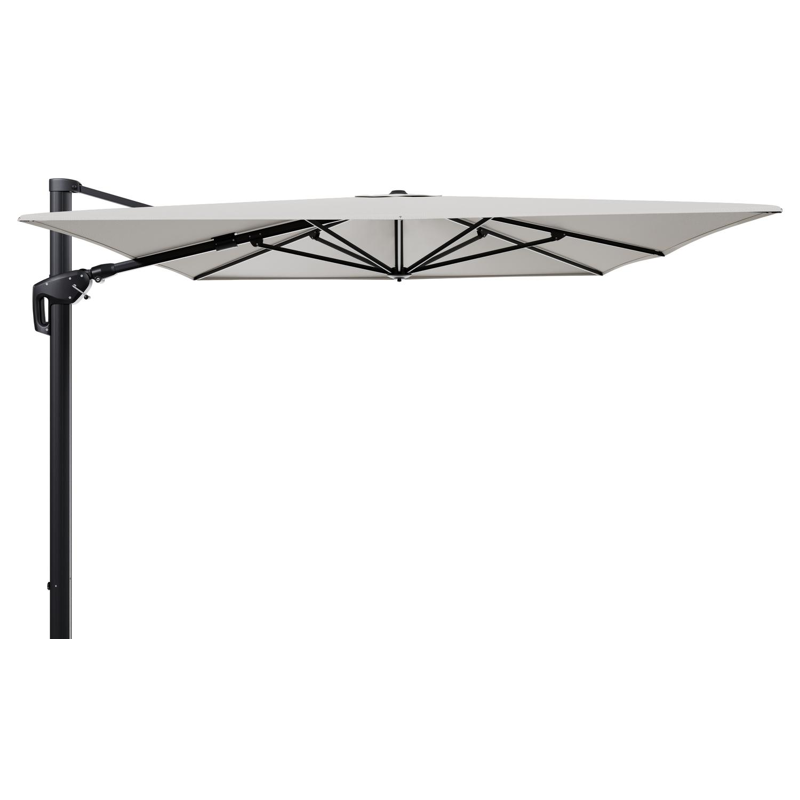 Minore zweefparasol tiltfunctie in zwart aluminium en parasoldoek in All Weather Sunbrella® Luxe Lopi Marble  - L1 400 x L2 300 cm (zonder voet)