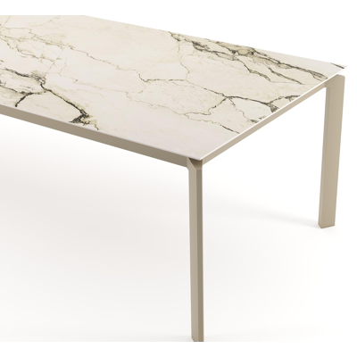 Cirello tuintafel rechthoekig in beige aluminium en volkeramiek Colorado Dunes - L 280 x B 110 x H 74.5 cm