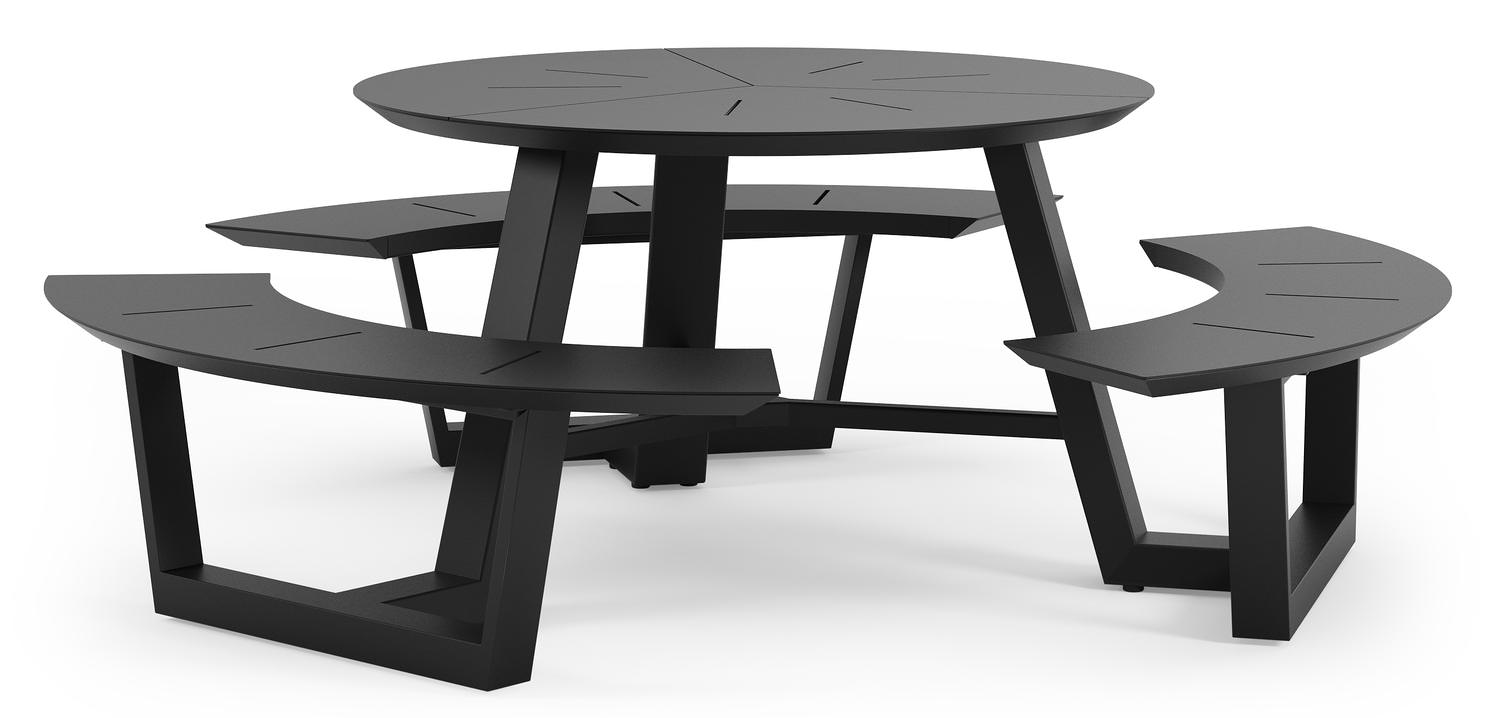 Rondino picknicktafel in zwart aluminium - Dia. 207 cm