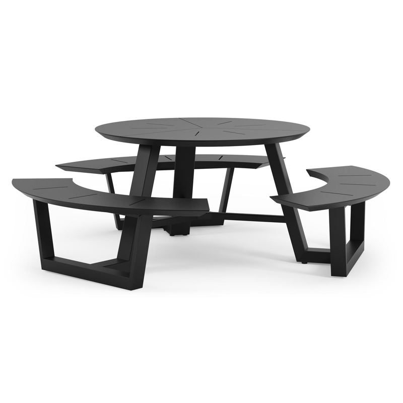 Rondino picknicktafel in zwart aluminium - Dia. 207 cm