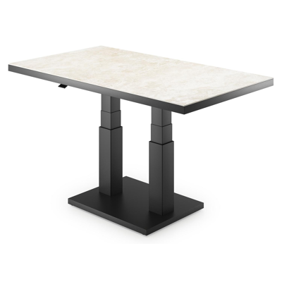Cirello table basse pop-up rectangulaire en aluminium noir et céramique pleine Rapolano - Lg. 140 x Lrg. 80 x Haut. 49.7 cm