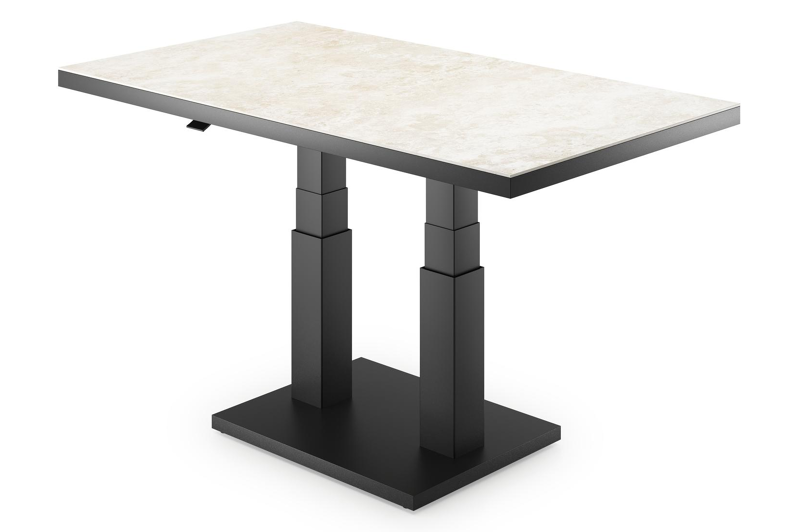 Cirello table basse pop-up rectangulaire en aluminium noir et céramique pleine Rapolano - Lg. 140 x Lrg. 80 x Haut. 49.7 cm