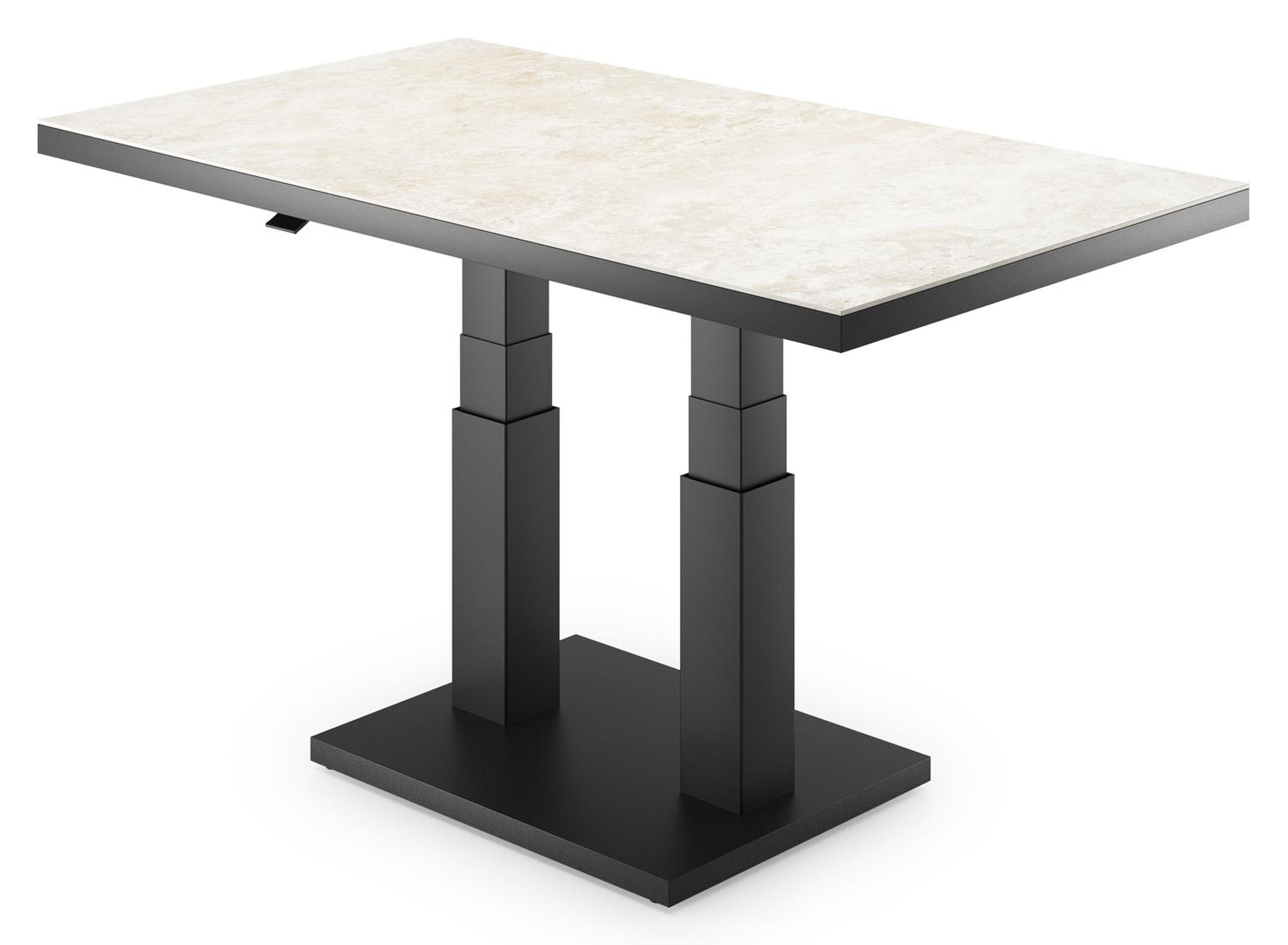 Cirello pop-up loungetafel rechthoekig in zwart aluminium en volkeramiek Rapolano - L 140 x B 80 x H 72 cm