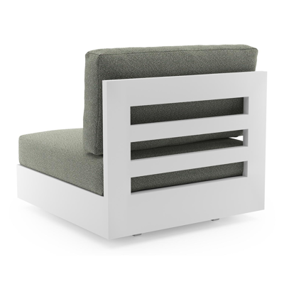 Como loungestoel in wit aluminium met savane leaf all weather sunbrella® luxe kussen