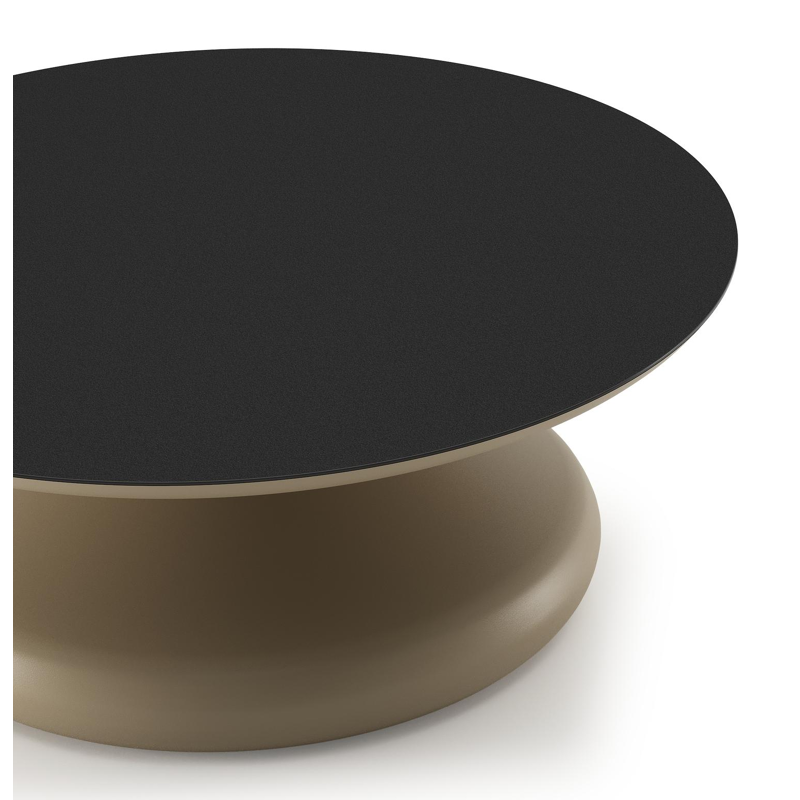 Bomero loungetafel rond in beige aluminium en volkeramiek Nero Black - Dia. 84 x H 32.2 cm