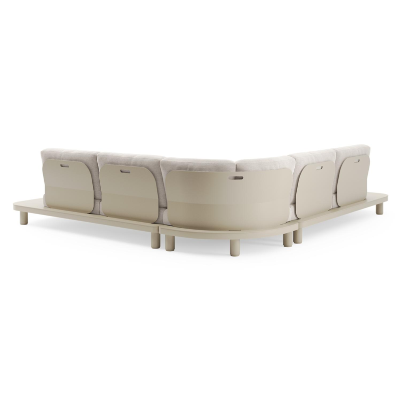 Donato loungehoek in beige aluminium met slow farafra all weather sunbrella® luxe kussen