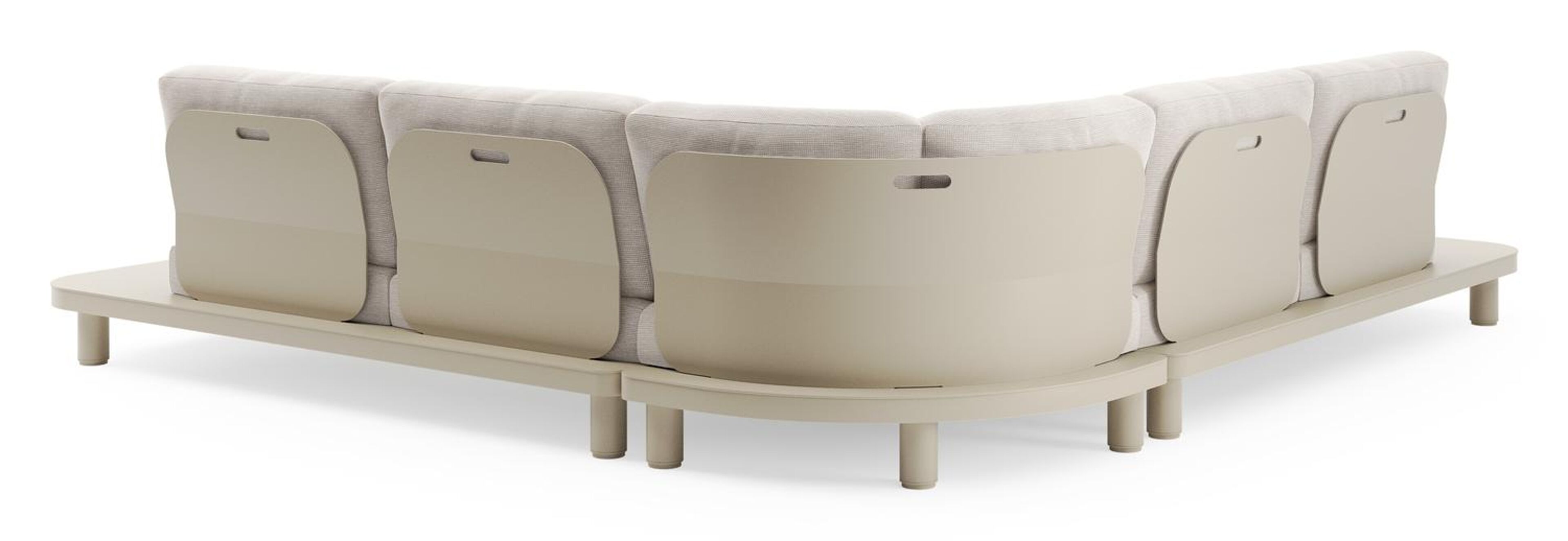 Donato loungehoek in beige aluminium met slow farafra all weather sunbrella® luxe kussen