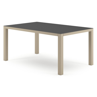 Como tuintafel rechthoekig in beige aluminium en volkeramiek Nero Black - L 160 x B 100 x H 73 cm