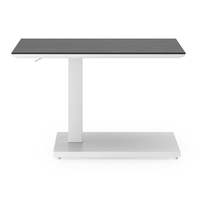 Table d'appoint pop-up Cirello rectangulaire en aluminium blanc et céramique pleine Basalt Black - Lg. 70 x Lrg. 50 x Haut. 44 cm