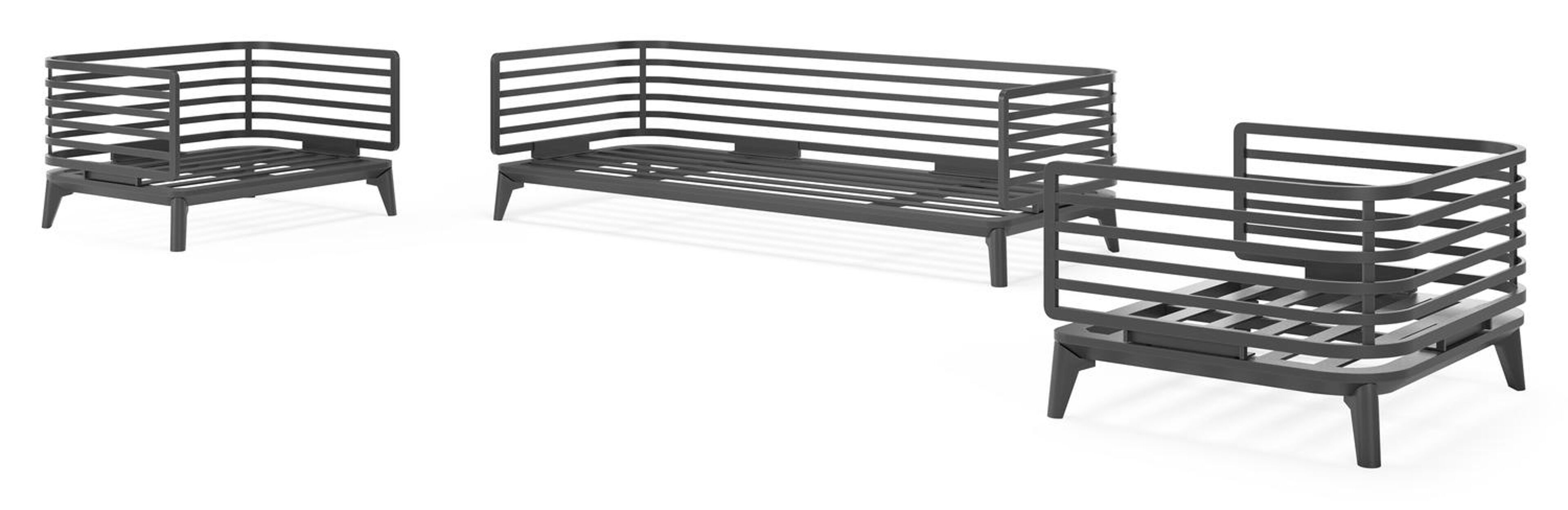 Mosa loungeset in zwart aluminium met rustic weather+ softtouch kussens