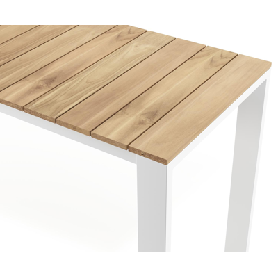 Verato bartafel in wit aluminium en teak - L 220 x B 70 x H 106 cm