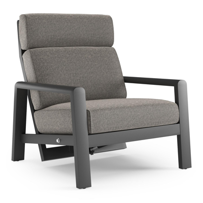 Cosenzo loungestoel in zwart aluminium met chartres drizzle all weather sunbrella® luxe kussen