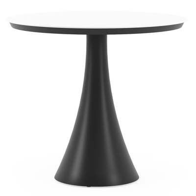 Fano tuintafel rond in zwart aluminium en volkeramiek Arctic White - Dia. 85 x H 75 cm