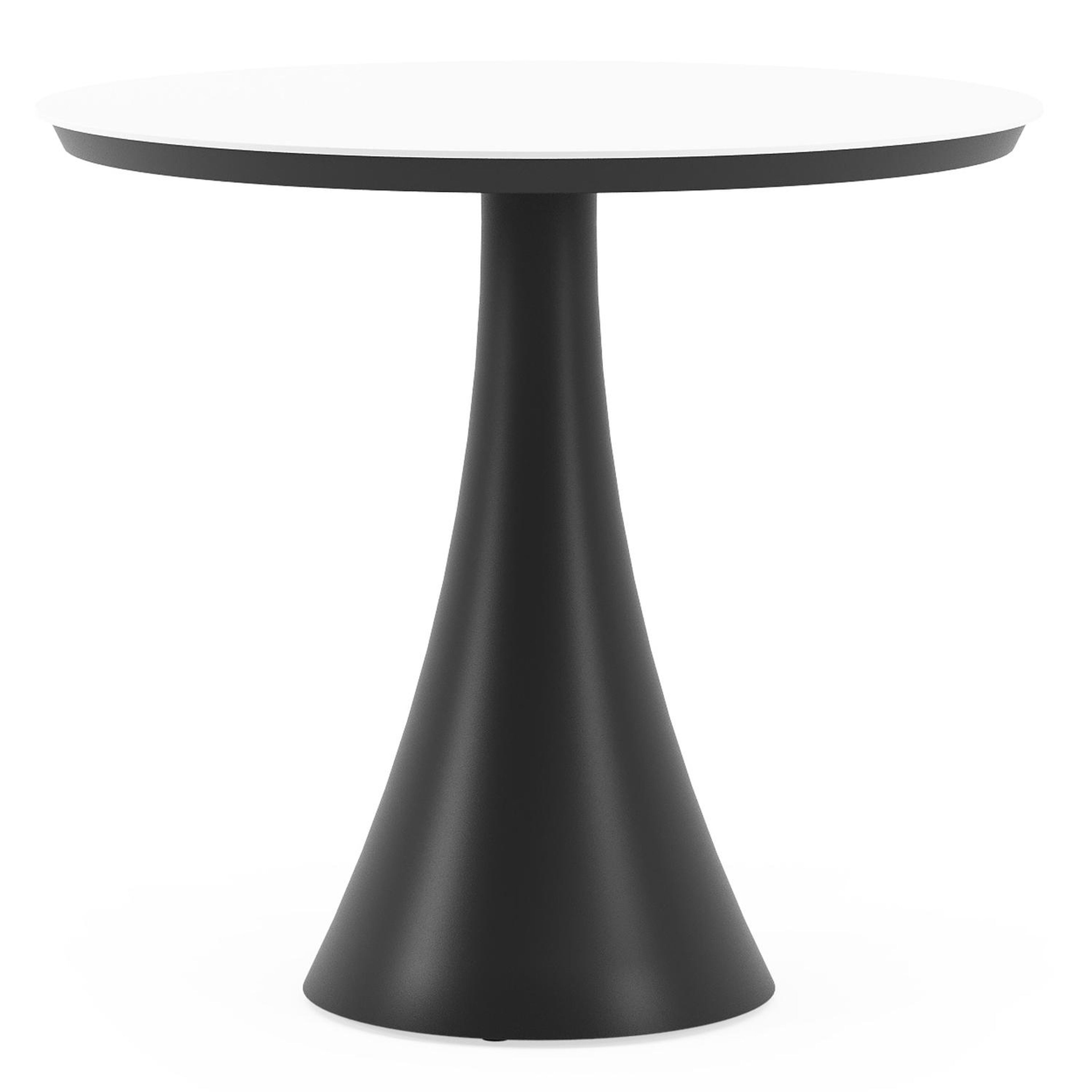 Table de jardin Fano ronde en aluminium noir et céramique pleine Arctic White - Diam. 85 x Haut. 75 cm