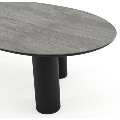 Amico tuintafel mango in zwart aluminium en volkeramiek Aspen Grey - L 260 x B 130 x H 73.5 cm