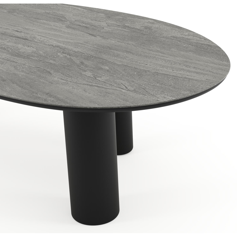 Amico tuintafel mango in zwart aluminium en volkeramiek Aspen Grey - L 260 x B 130 x H 73.5 cm