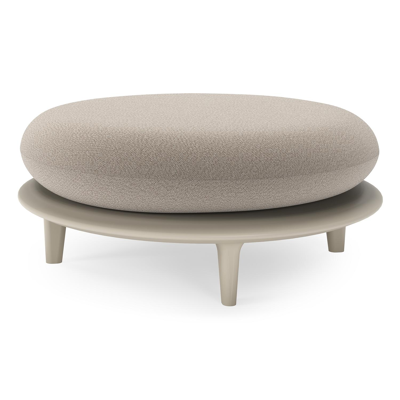 Bomero poef in beige aluminium met savane coconut all weather sunbrella® luxe kussen