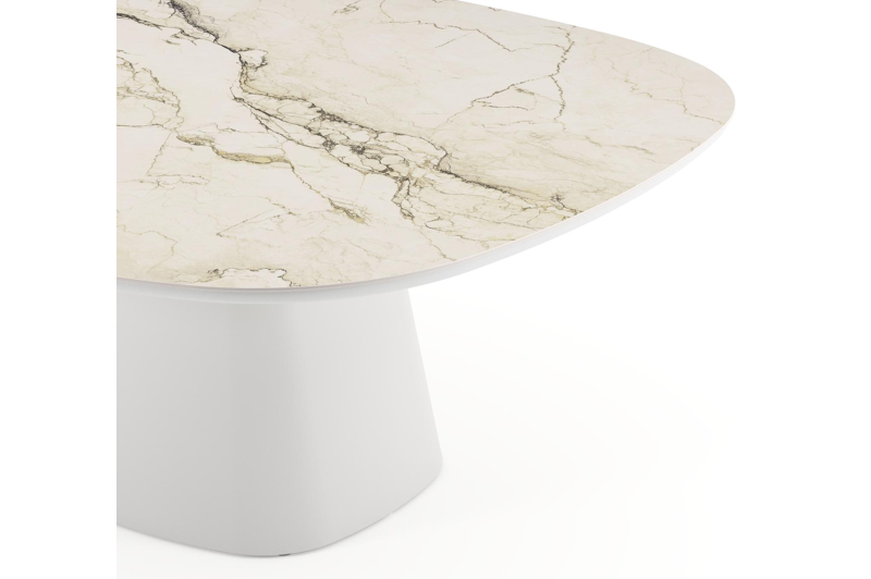 Amico tuintafel bombo xl in wit aluminium en volkeramiek Colorado Dunes - L 210 x B 148 x H 73.5 cm