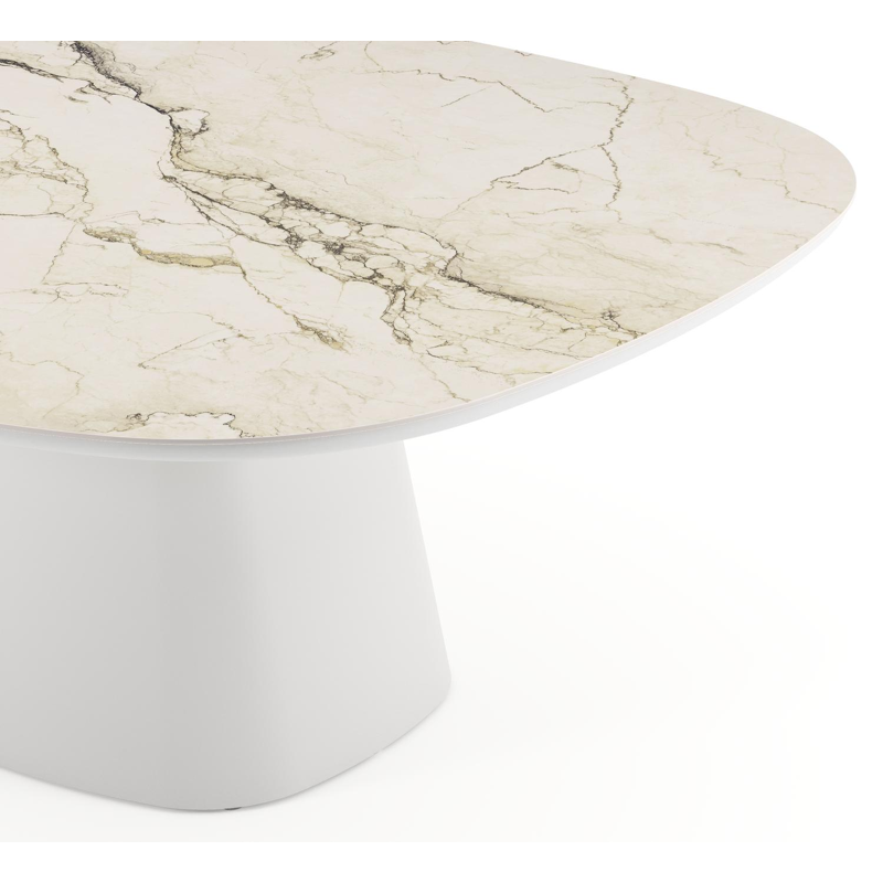 Amico tuintafel bombo xl in wit aluminium en volkeramiek Colorado Dunes - L 210 x B 148 x H 73.5 cm