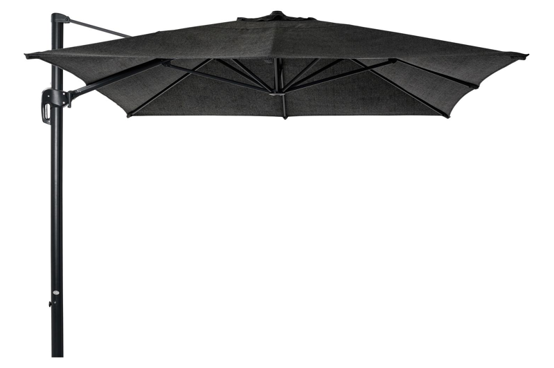 Rufina zweefparasol in zwart aluminium met chartres sooty all weather sunbrella® luxe parasoldoek - L1: 300 x L2: 400 cm (zonder voet)