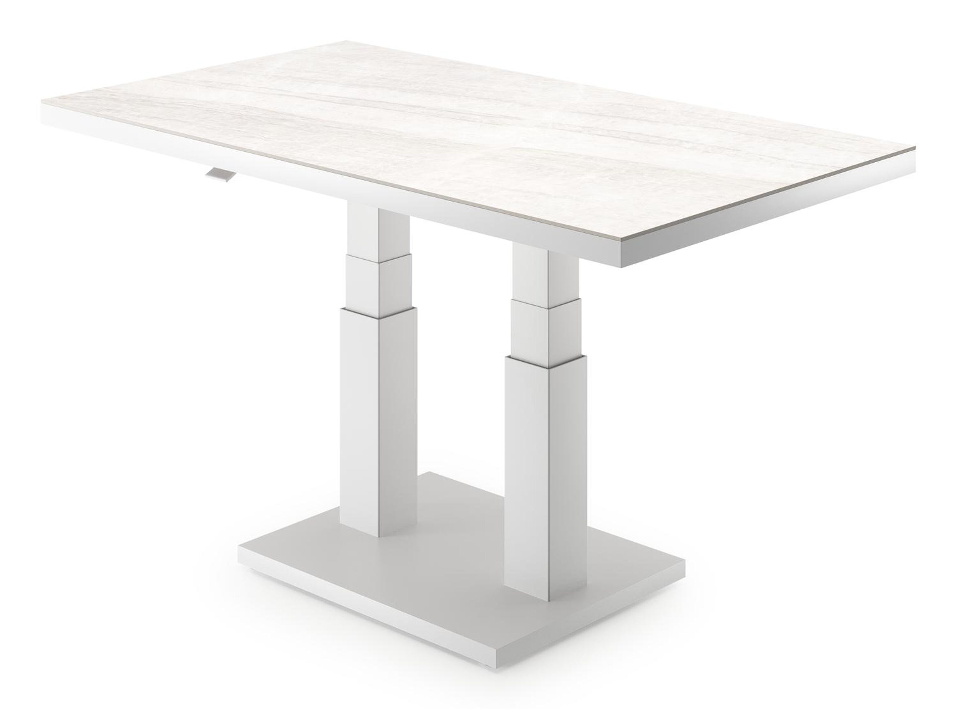 Cirello pop-up loungetafel rechthoekig in wit aluminium en volkeramiek Taj Mahal - L 140 x B 80 x H 49.7 cm