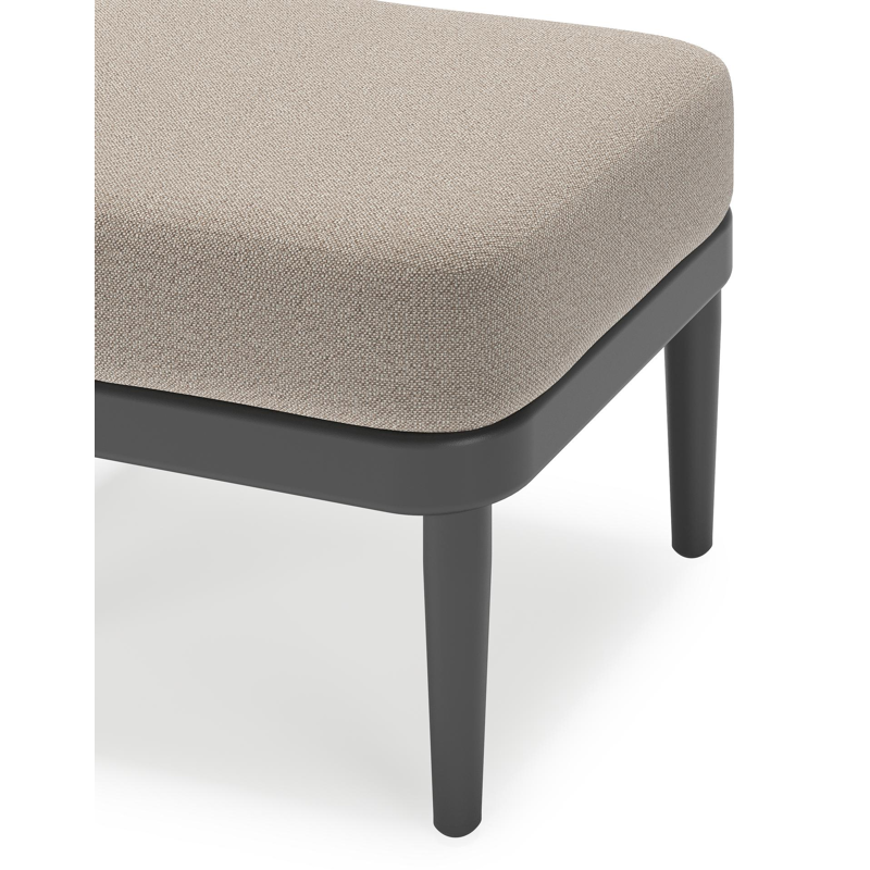 Pouf Orso en aluminium noir et coussins en all weather sunbrella® luxe Savane Coconut