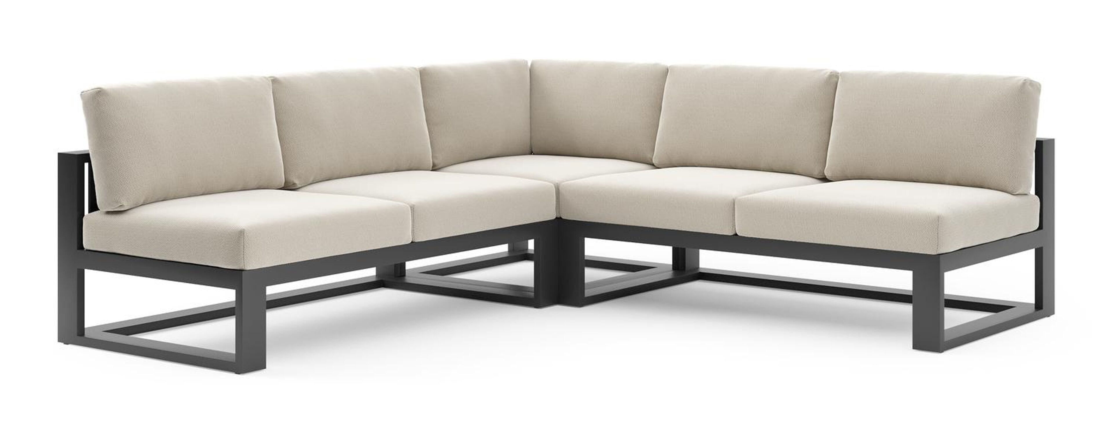 Verato loungehoek in zwart aluminium met lopi marble all weather sunbrella® luxe kussen