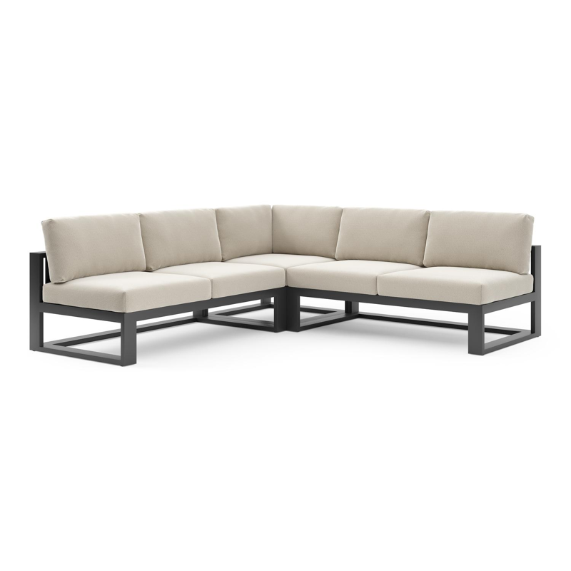 Verato loungehoek in zwart aluminium met lopi marble all weather sunbrella® luxe kussen
