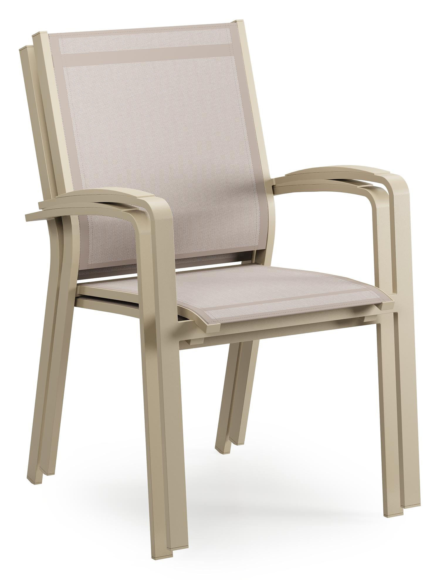 Chaise de jardin empilable Lioni en aluminium beige et textilène simple beige 