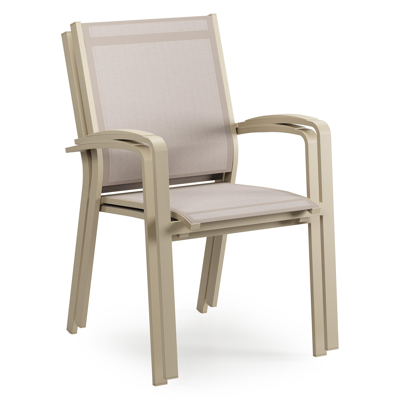 Lioni stapelbare tuinstoel in beige aluminium en beige textilene