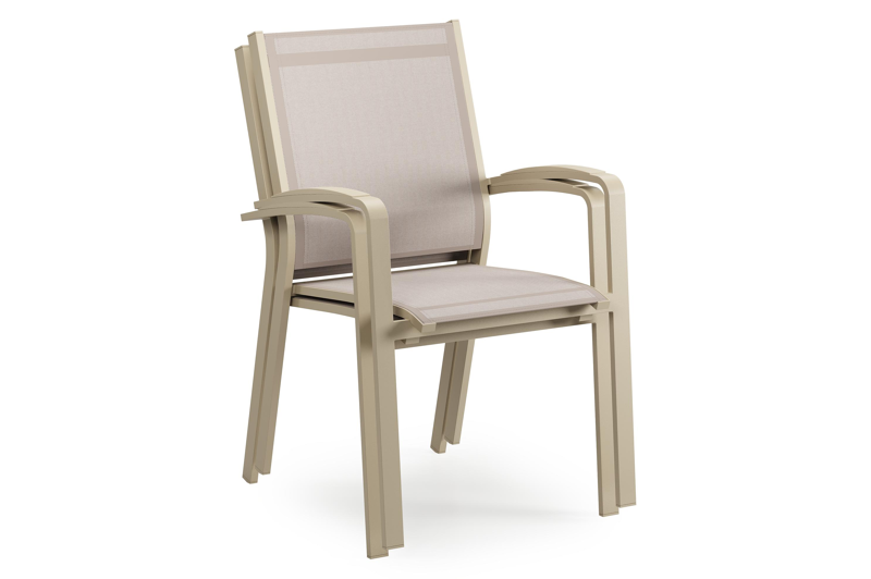 Lioni stapelbare tuinstoel in beige aluminium en beige textilene