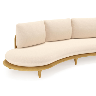 Bomero loungebank in teak met heritage papyrus all weather sunbrella® luxe kussen