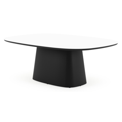 Amico tuintafel bombo xl in zwart aluminium en volkeramiek Arctic White - L 210 x B 148 x H 73.5 cm