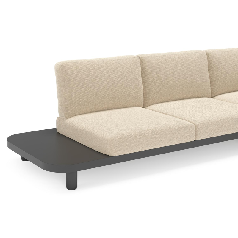 Salon de jardin d'angle Donato en aluminium noir et coussins en all weather cosytica Althea Chalk