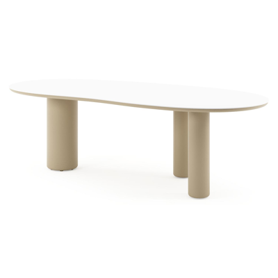 Amico tuintafel organisch in beige aluminium en volkeramiek Arctic White - L 240 x B 110 x H 73.5 cm