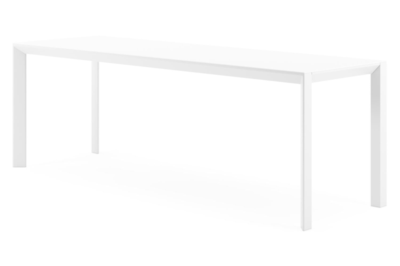 Malito tuintafel in wit aluminium en volkeramiek arctic white - L 220 x B 70 x H 75 cm